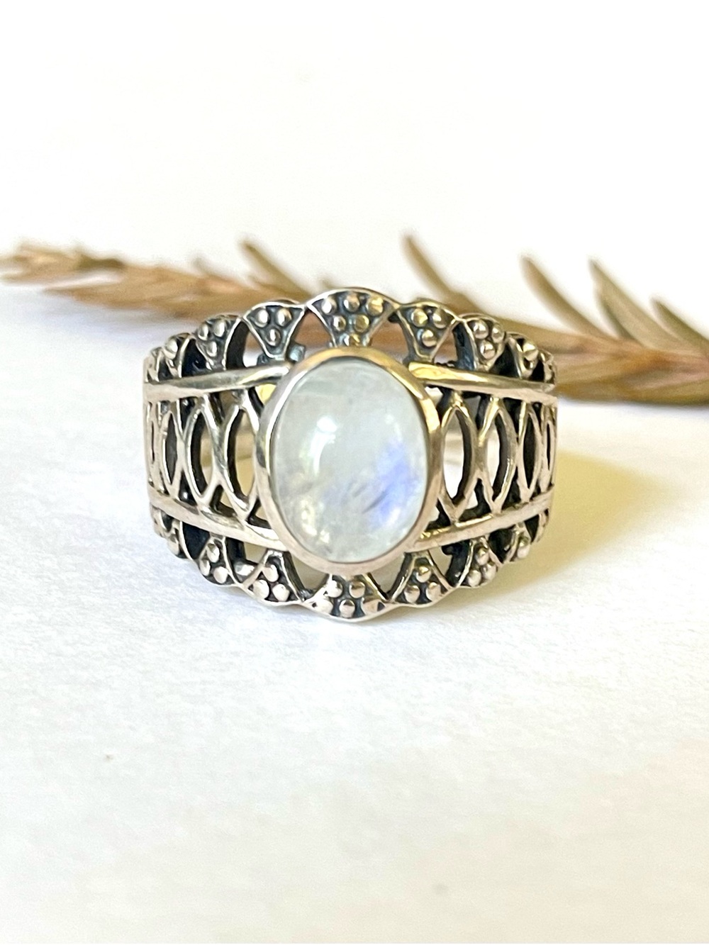 Moonstone Ring 925 Sterling Silver, us 9